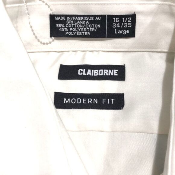 NWT Claiborne ModernFit cream dress shirt, L - Picture 5 of 5